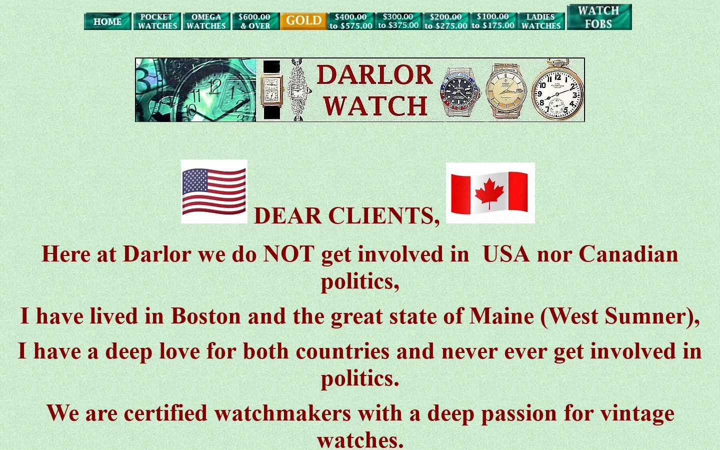 Darlor Vintage Watches and Timepieces. 首页截图