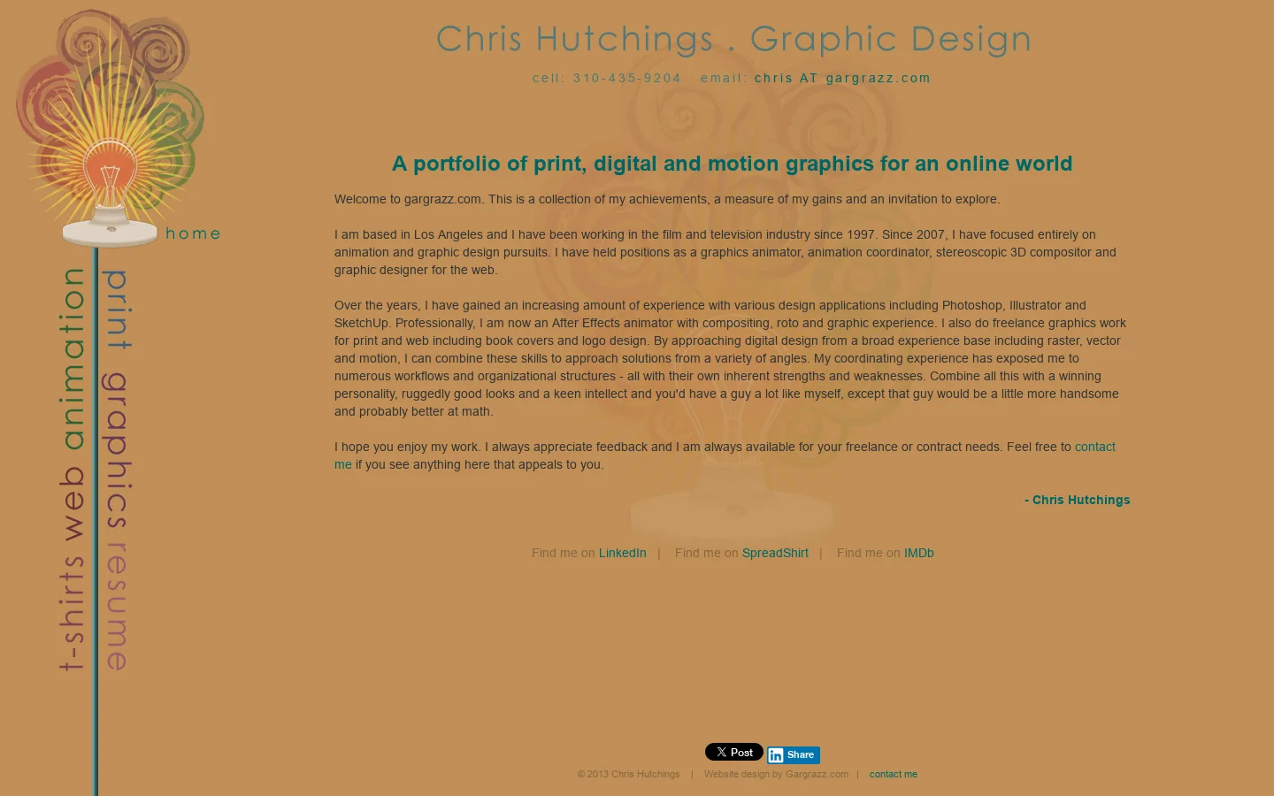 Chris Hutchings Online Portfolio - Los Angeles based motion graphics and digital content creation 首页截图