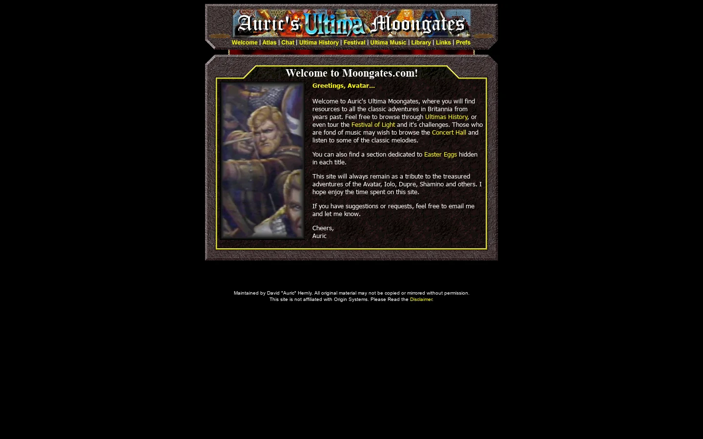 Auric's Ultima Moongates 首页截图