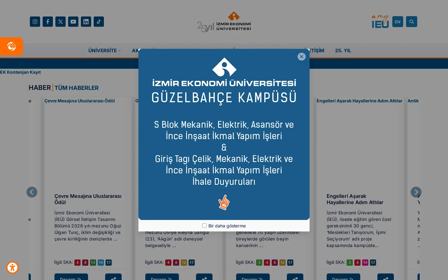 Ana Sayfa | İzmir Ekonomi Üniversitesi 首页截图