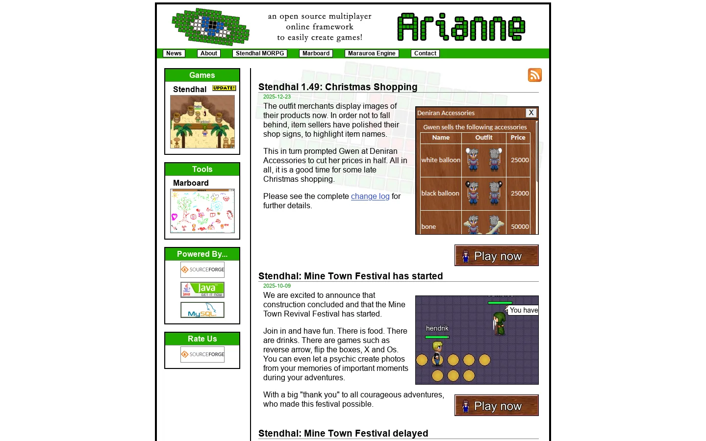 A Multiplayer Online Role Playing Framework to develop games – The Arianne Project 首页截图