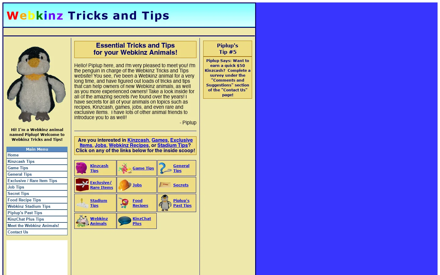 Webkinz Animals Tricks/Tips on Recipes,Kinzcash,Exclusive/Rare Items 首页截图