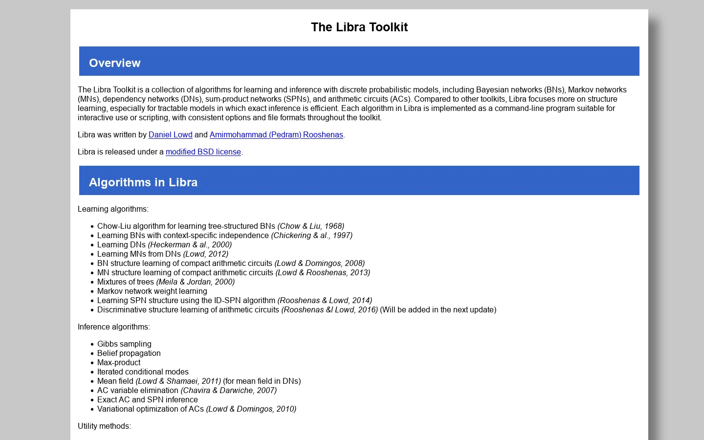 The Libra Toolkit 首页截图