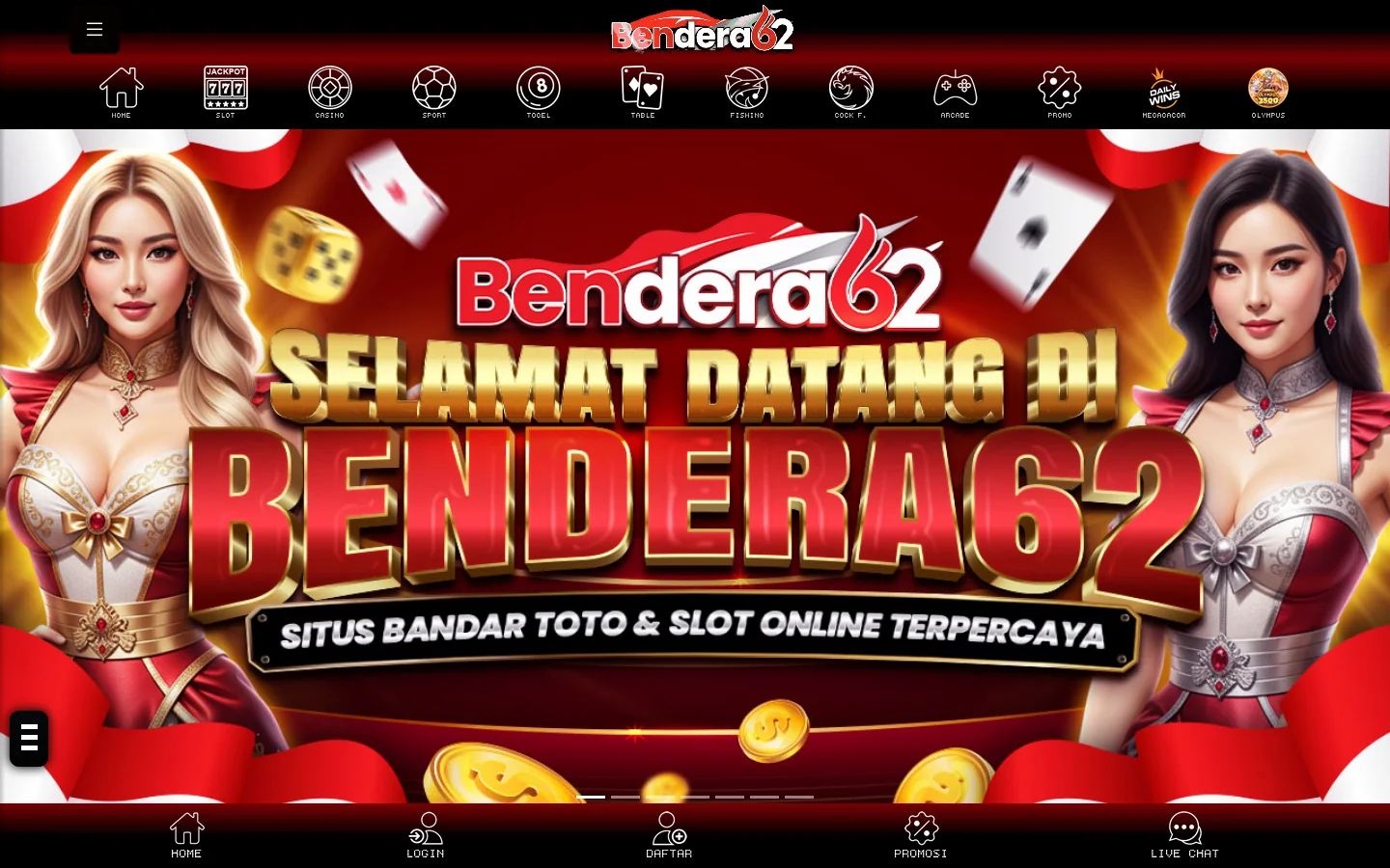 BENDERA62 : APK Portal Game Online Terpanas Penuh Hadiah Dengan Pelayanan Terbaik 24 Jam. - BENDERA62 首页截图