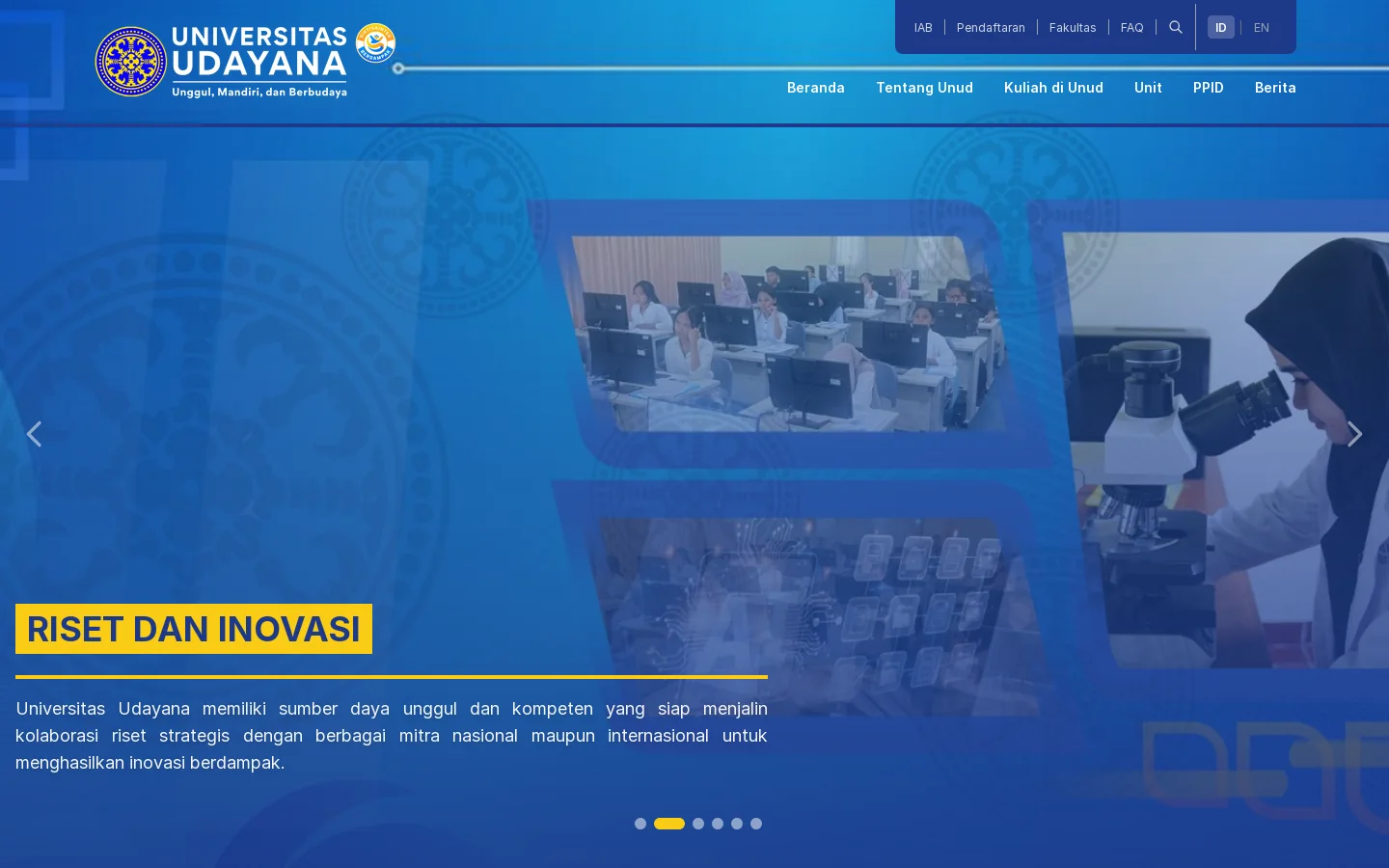 Universitas Udayana – Unggul, Mandiri, Berbudaya 首页截图
