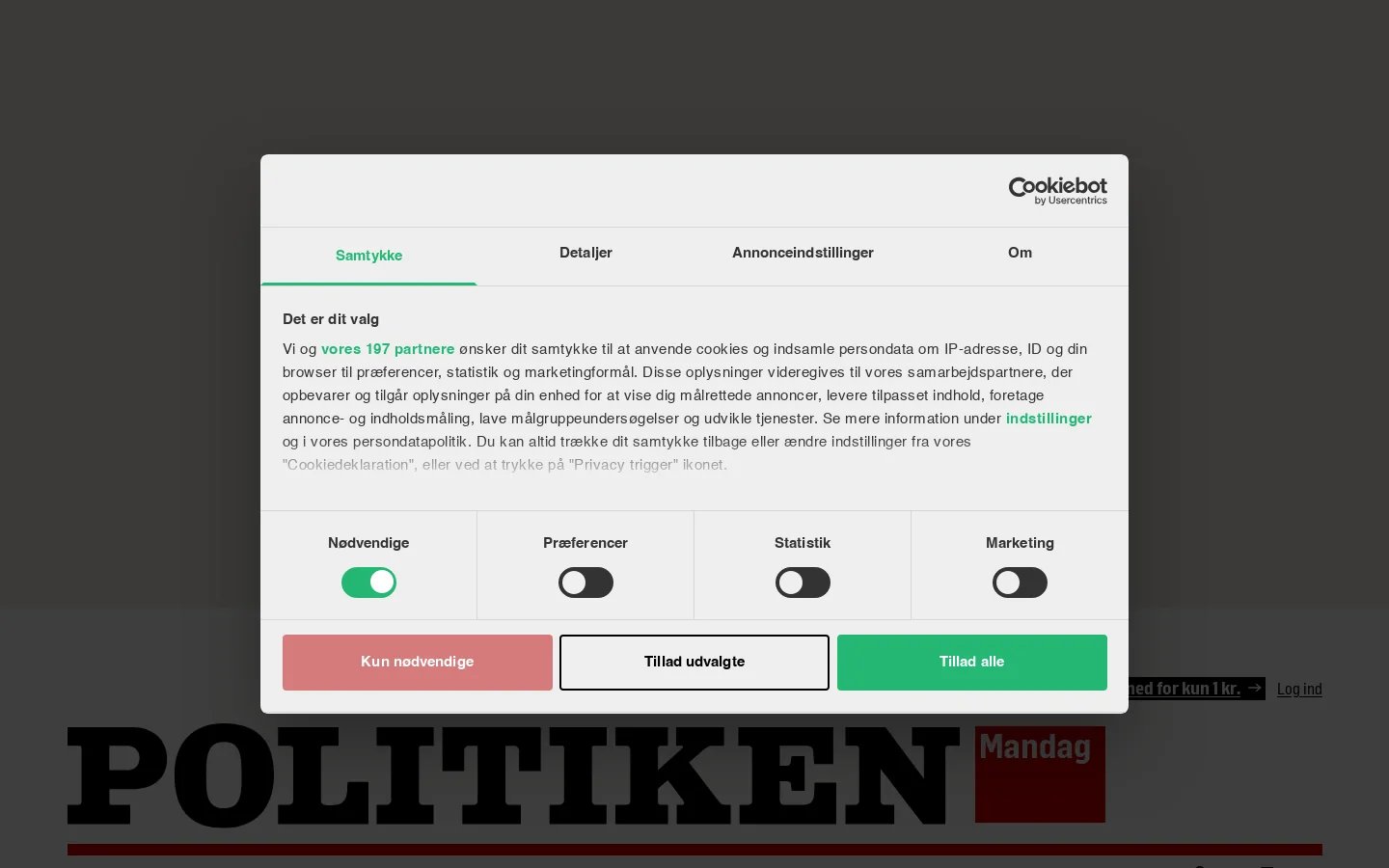 Politiken 首页截图