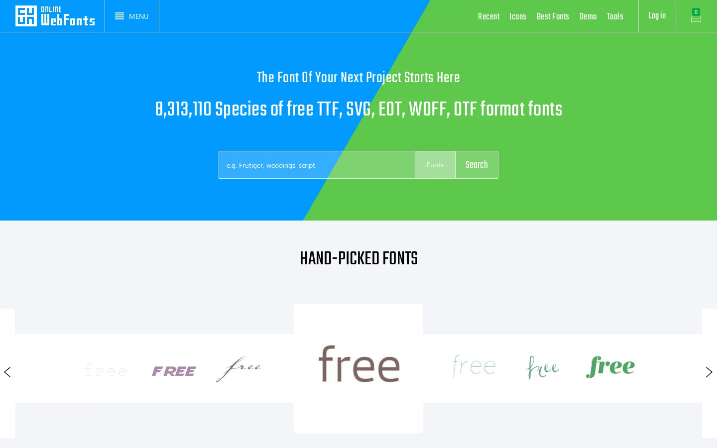 OnlineWebFonts.COM 首页截图