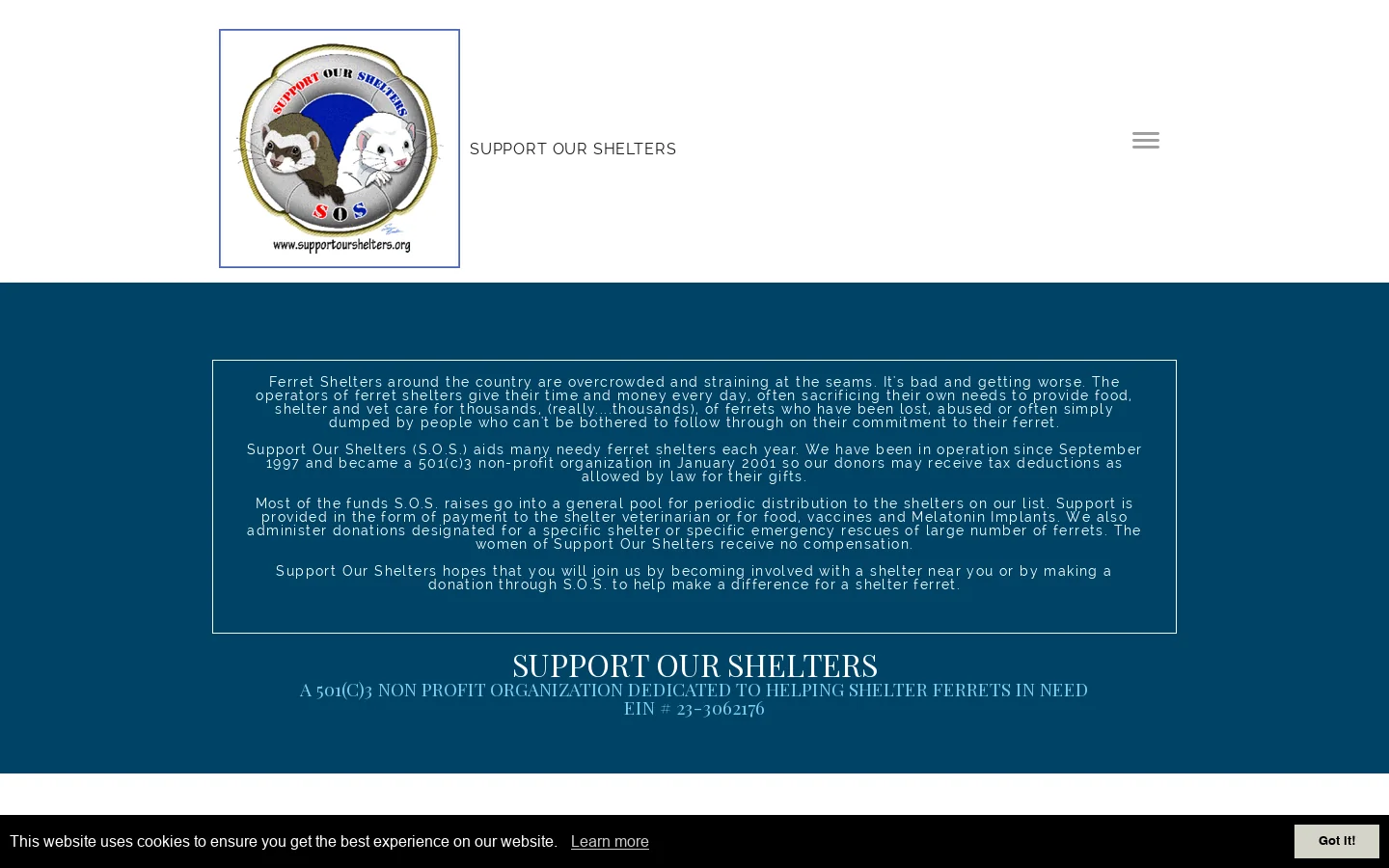 Support Our Shelters 首页截图