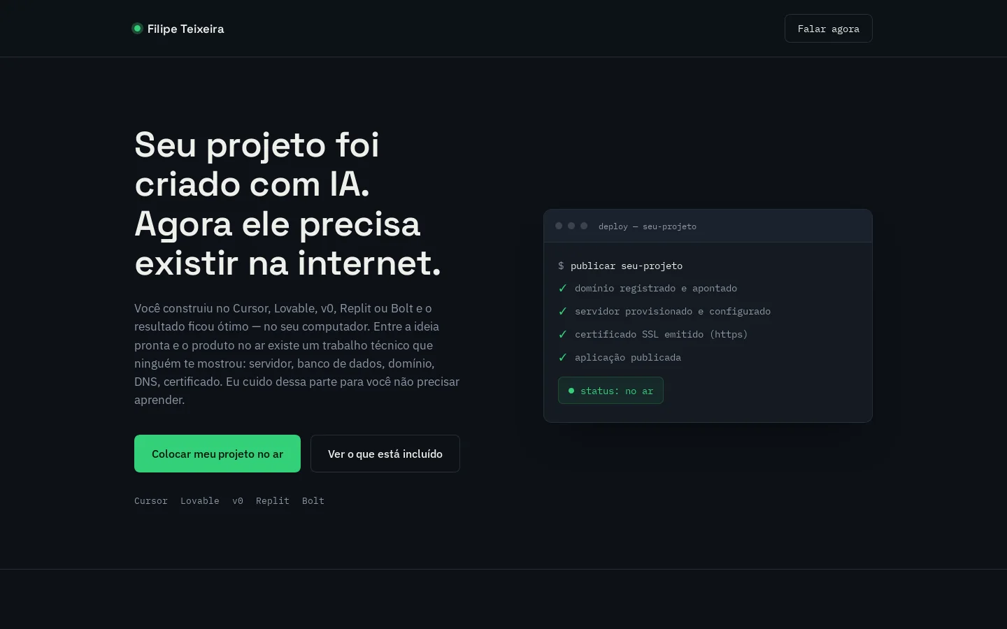 Do localhost ao mundo — Deploy para projetos criados com IA 首页截图