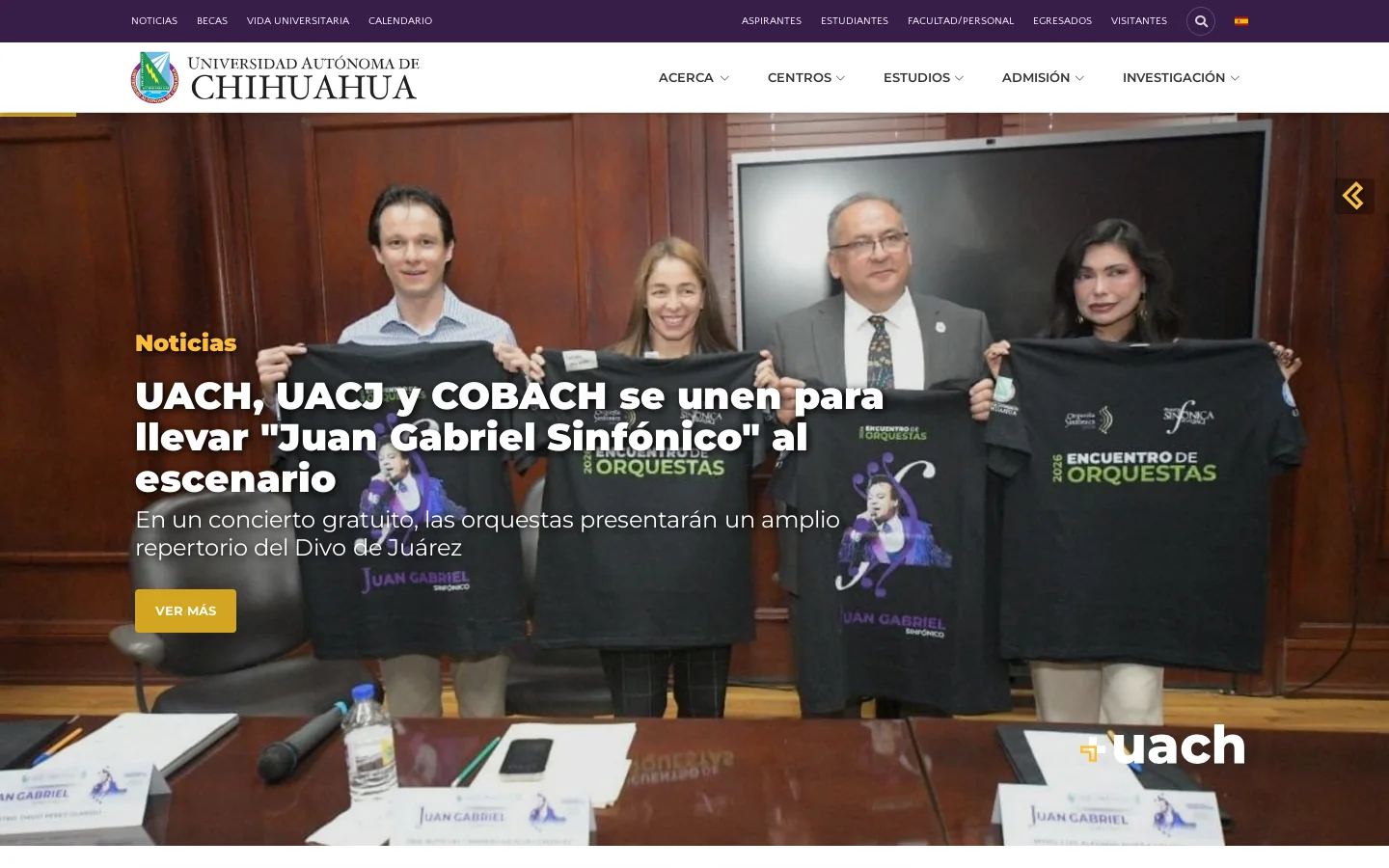 Universidad Autónoma de Chihuahua 首页截图