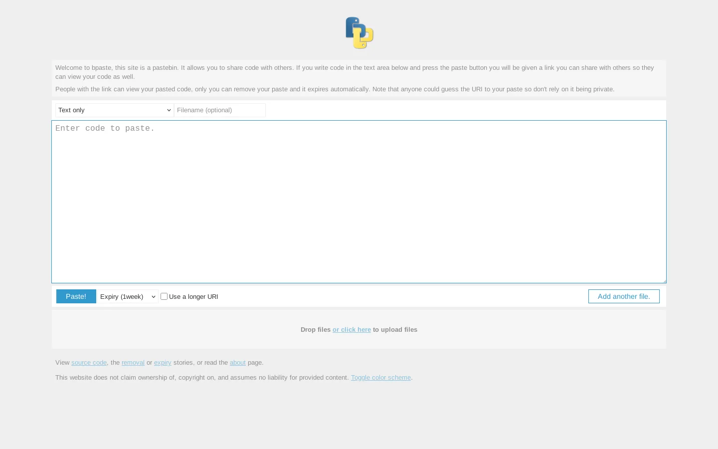 Create new paste 首页截图
