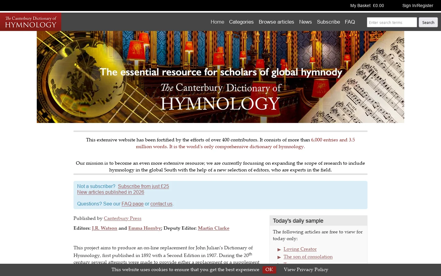 The Canterbury Dictionary of Hymnology 首页截图