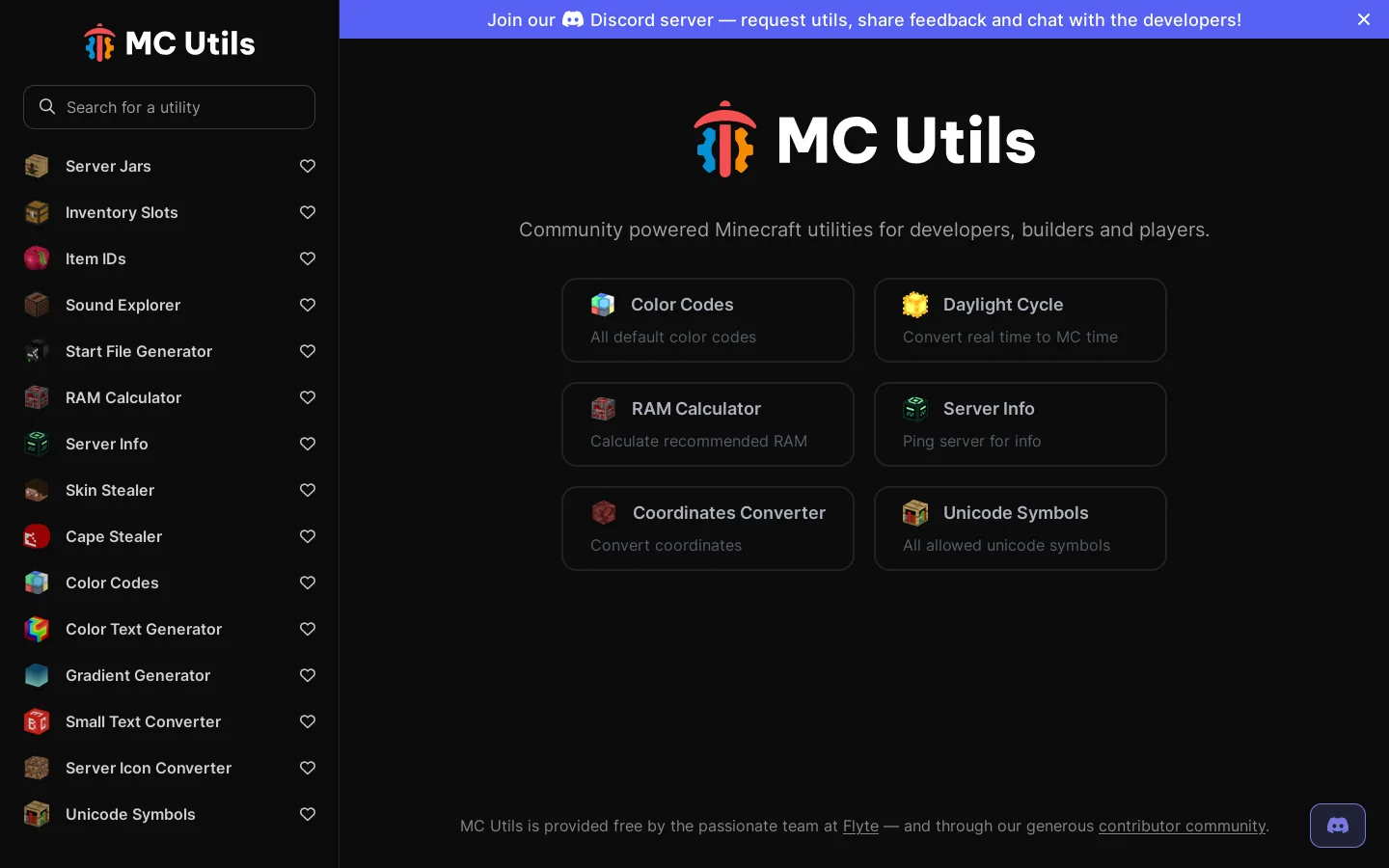 MC Utils 首页截图