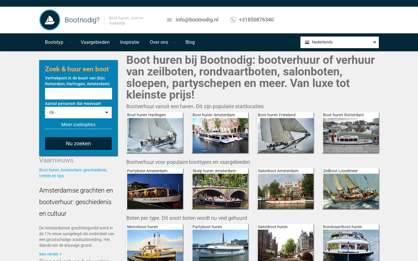 Bootverhuur, Boot huren, zeilboot verhuur, etc 首页截图