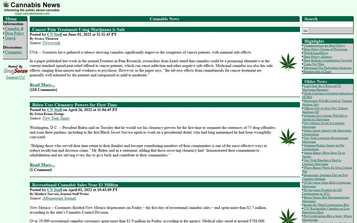 Cannabis News 首页截图