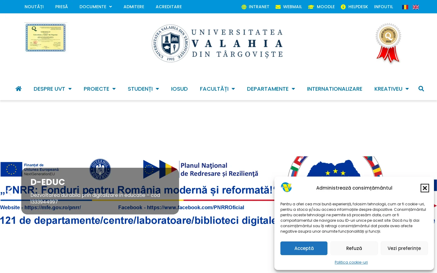 Universitatea Valahia din Târgoviște 首页截图