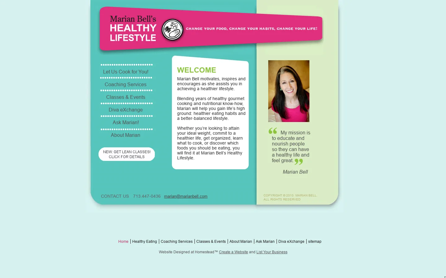 Marian Bell's Healthy Lifestyle 首页截图