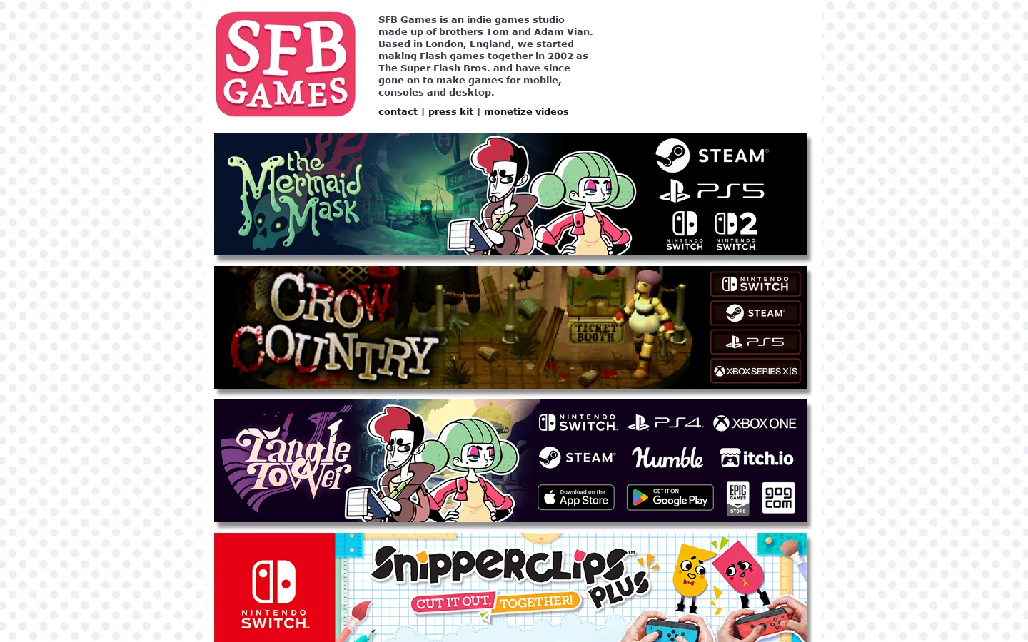 SFB Games 首页截图