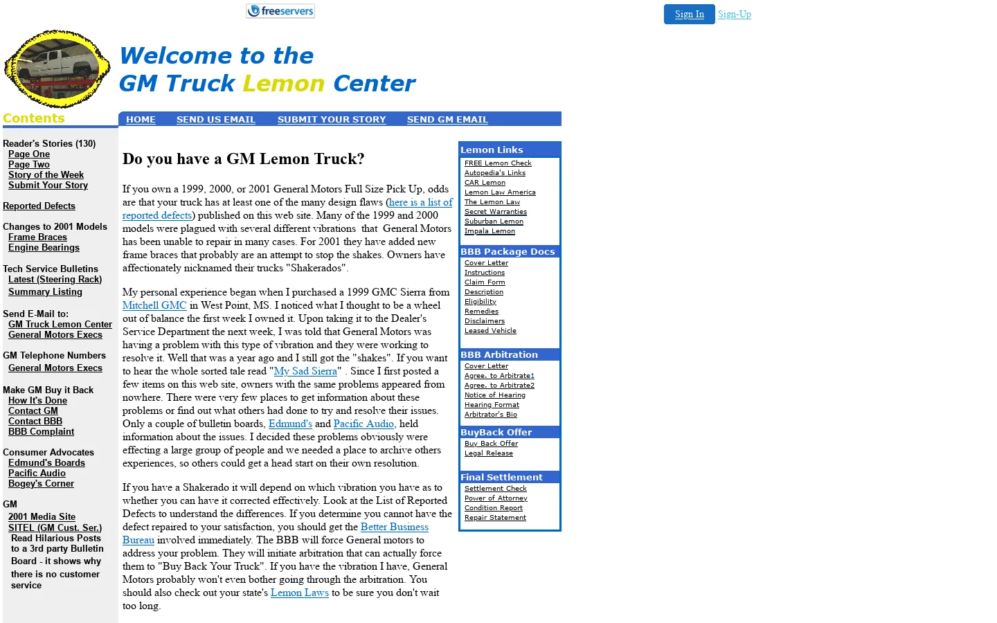 GM Truck Lemon Center 首页截图