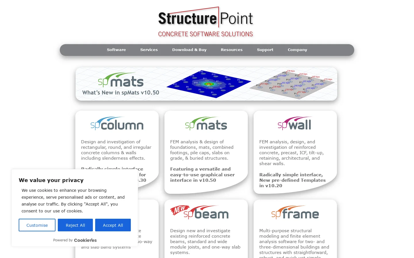 StructurePoint Reinforced Concrete Building & Design Software 首页截图