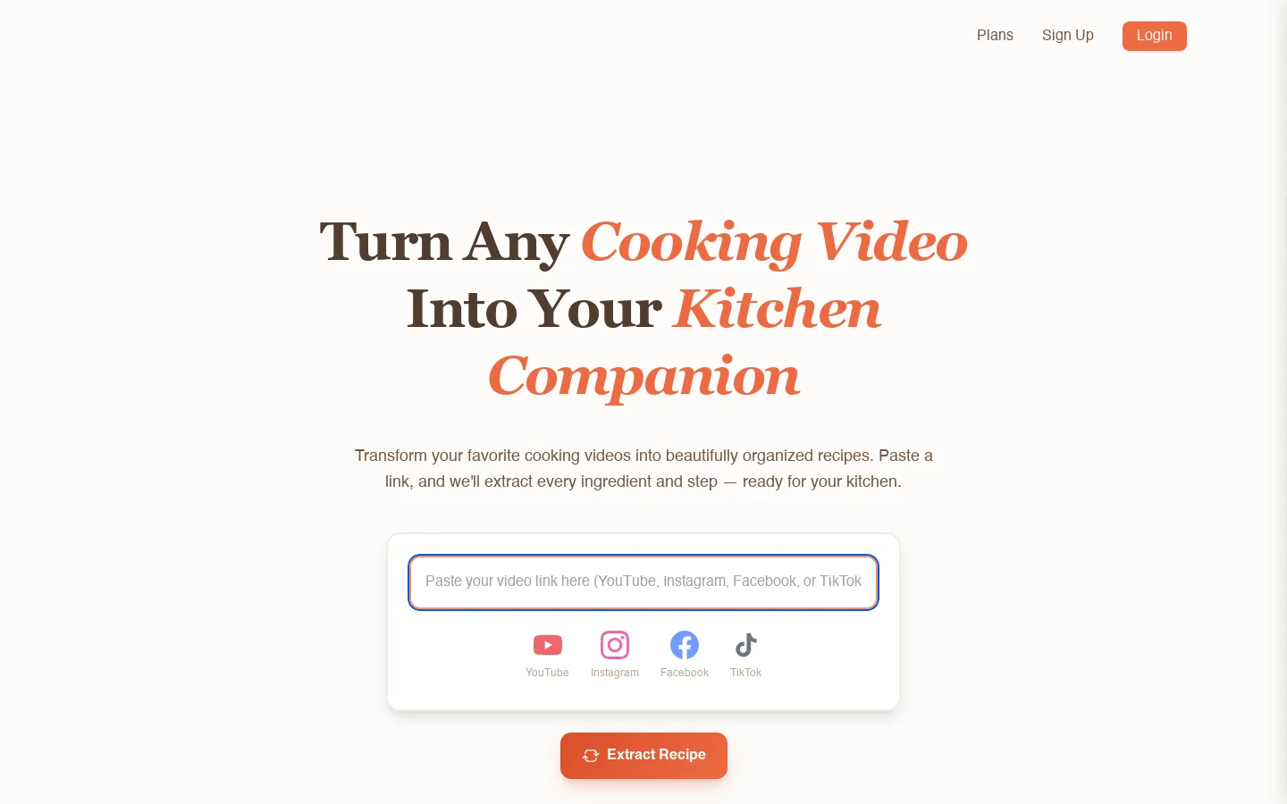 Video2Recipe 首页截图