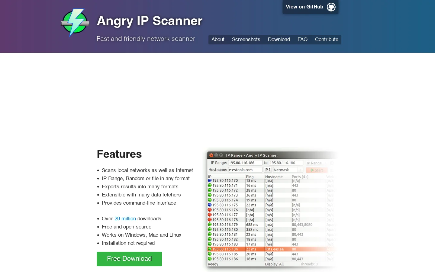 Angry IP Scanner 首页截图
