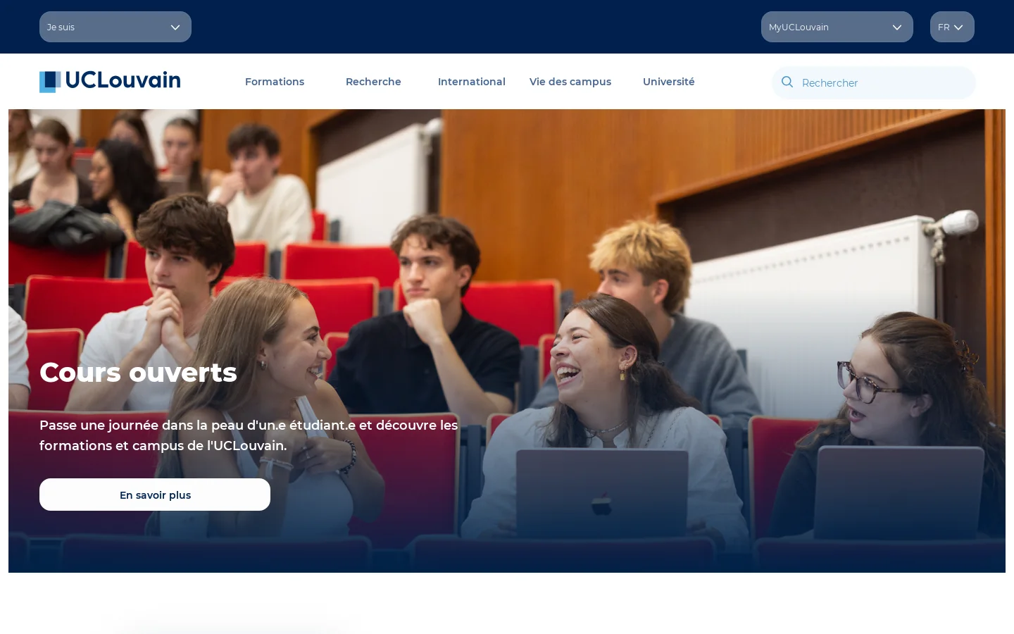 Université catholique de Louvain | Université catholique de Louvain 首页截图