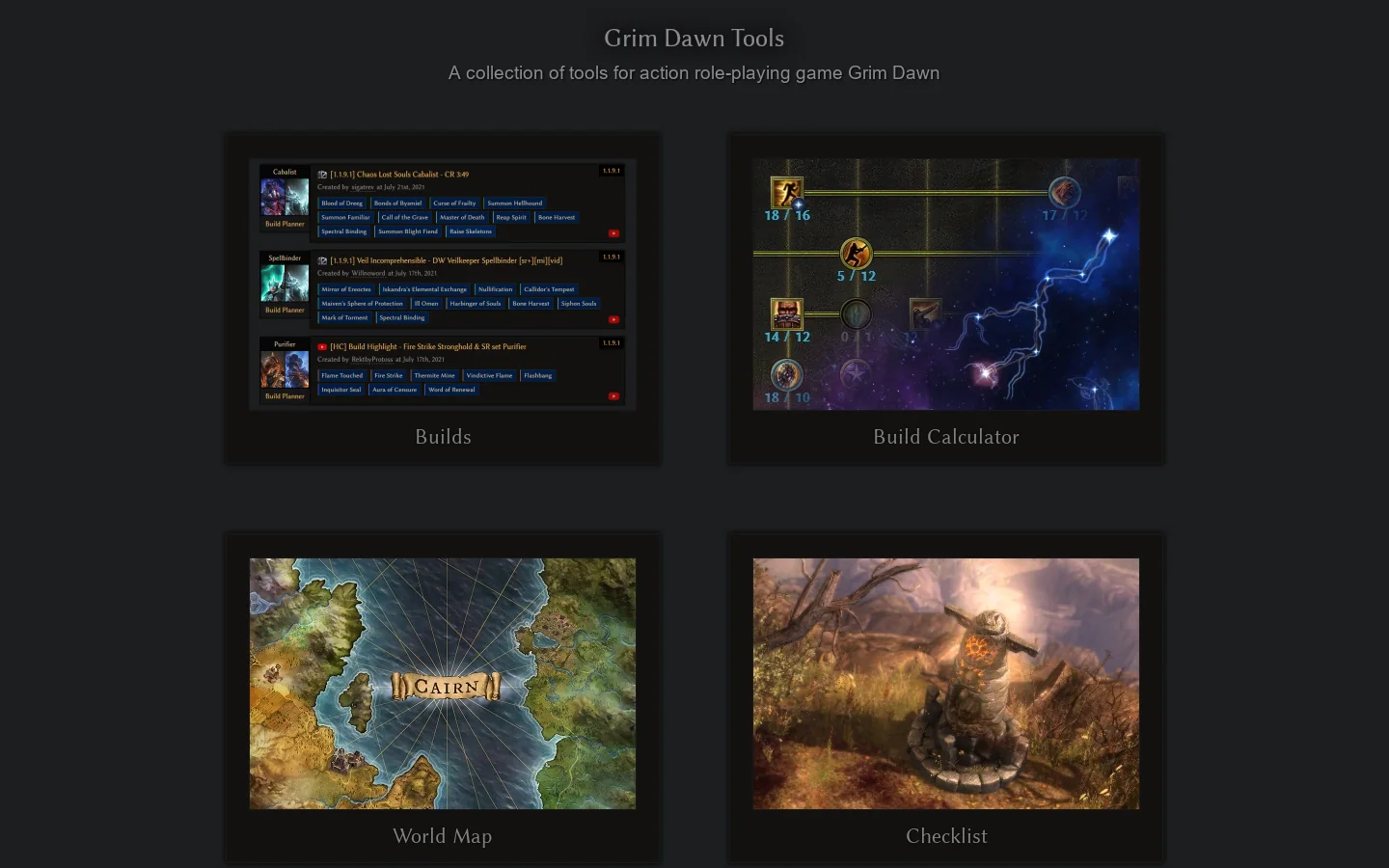 Grim Dawn Tools 首页截图