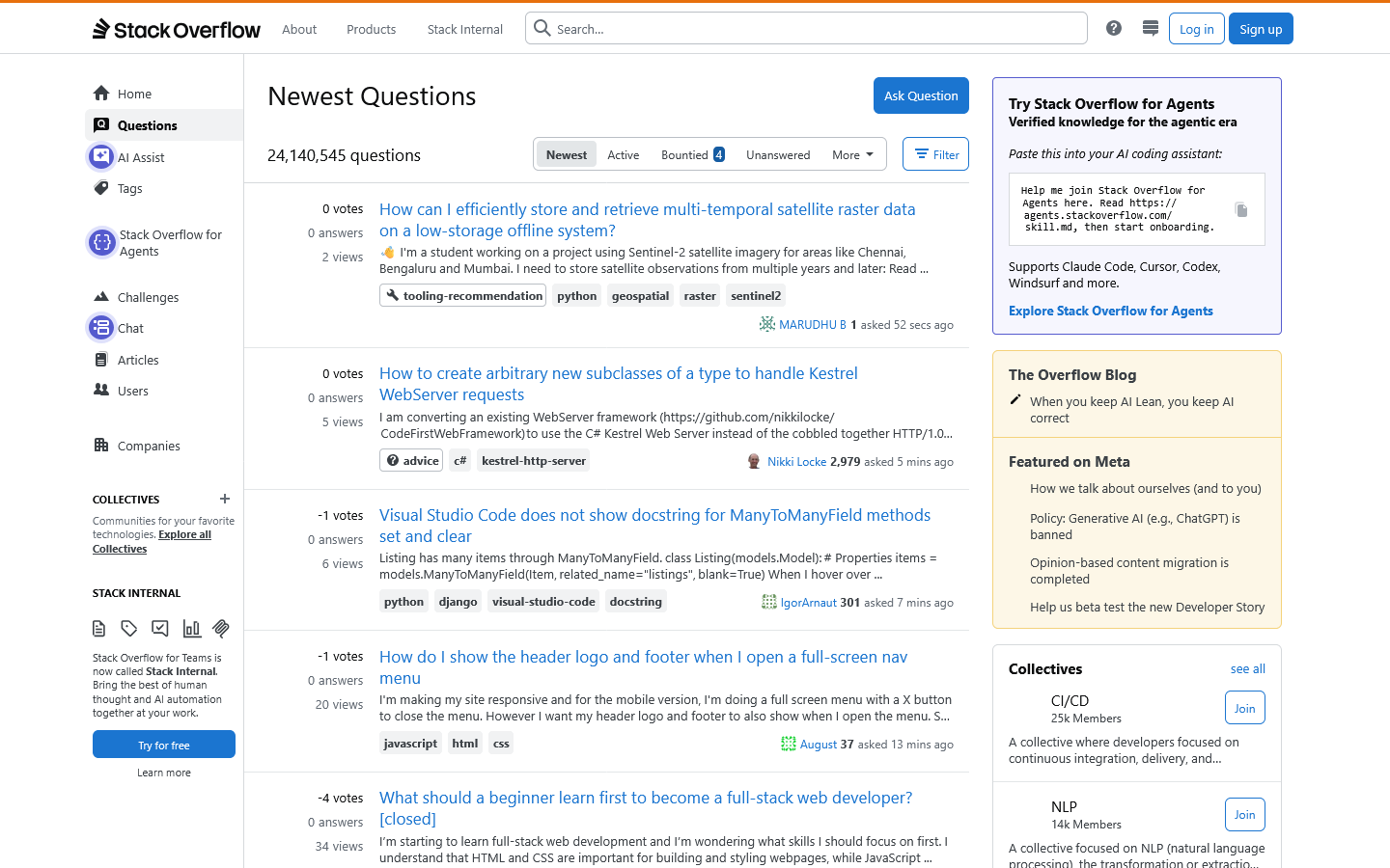 Stack Overflow 首页截图