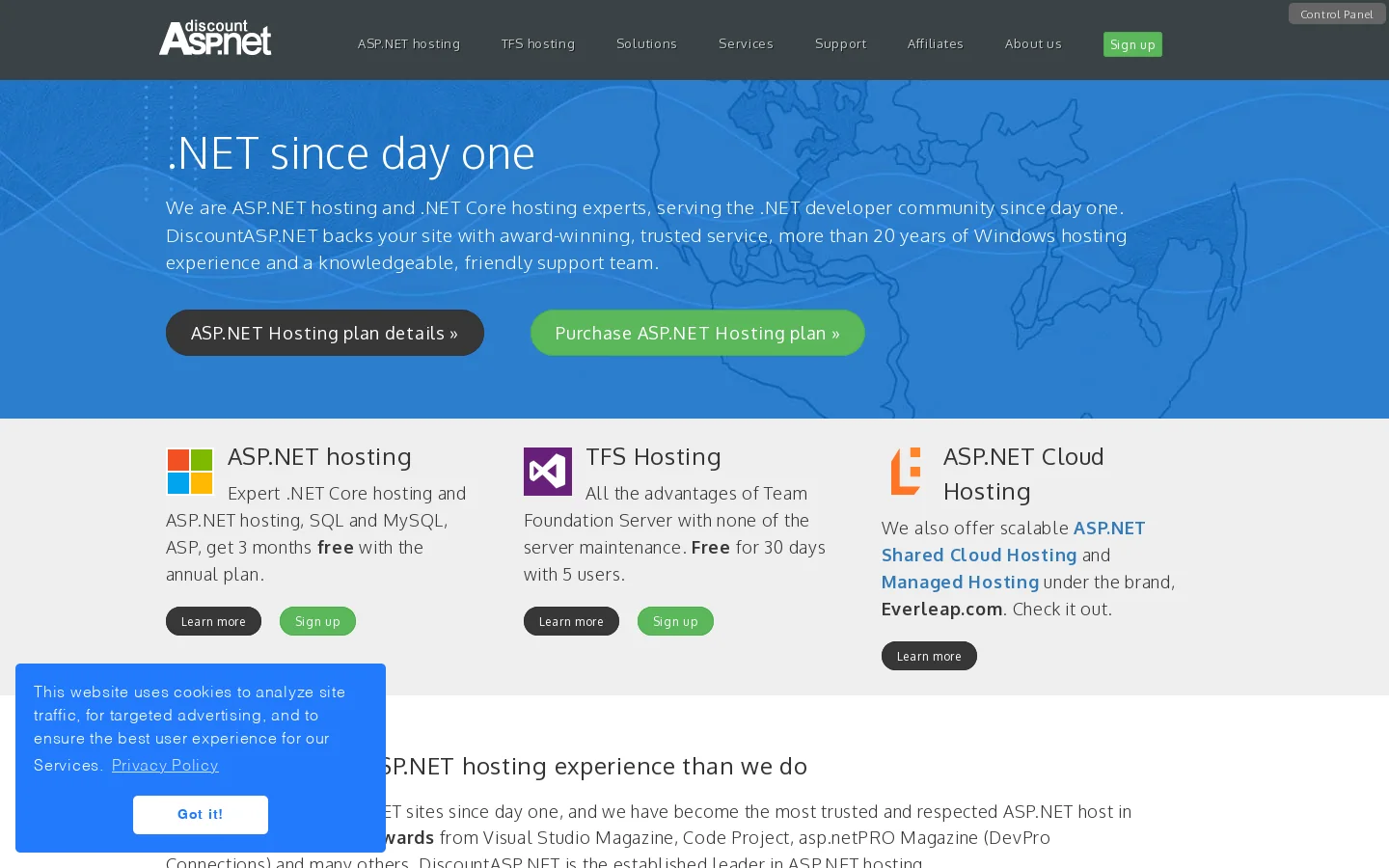 ASP.NET Hosting Experts in .NET, .NET Core, ASP.NET, SQL, MVC, ASP 首页截图