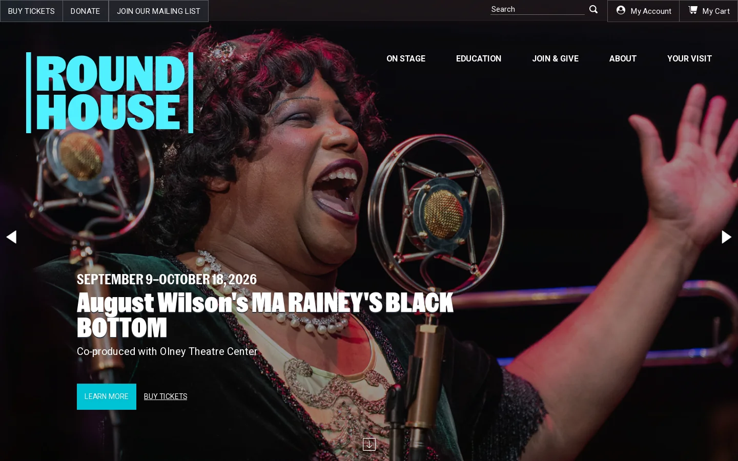Round House Theatre 首页截图