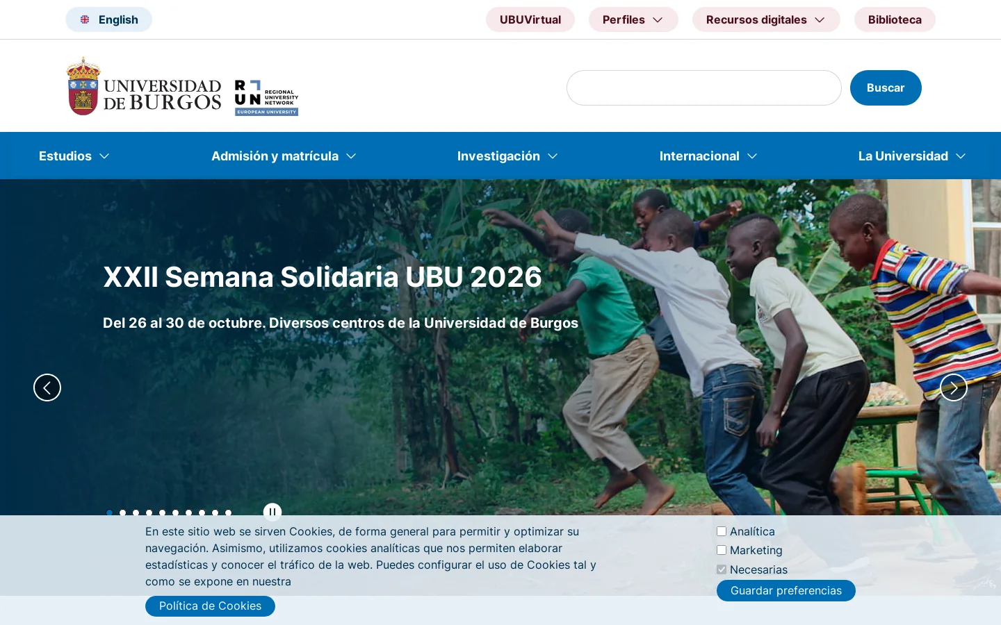 Inicio | Universidad de Burgos 首页截图