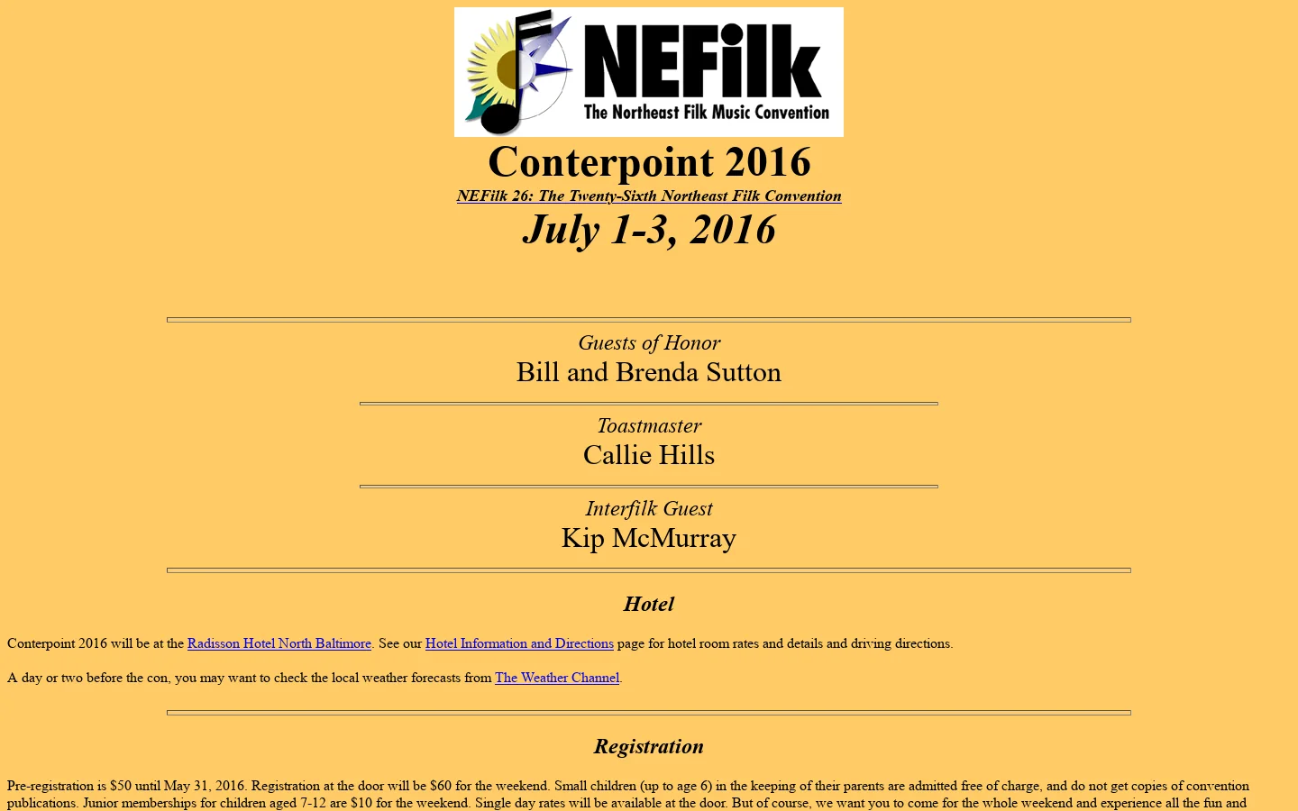 Conterpoint 2016 -- The 26th Northeast Filk Convention 首页截图