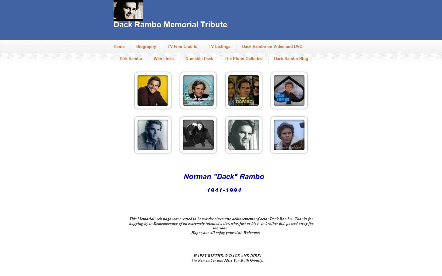 Dack Rambo Memorial Tribute 首页截图