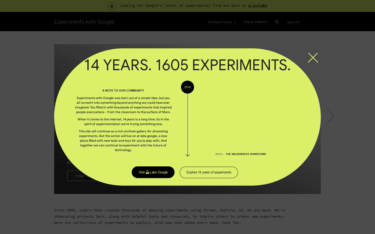 Experiments with Google 首页截图