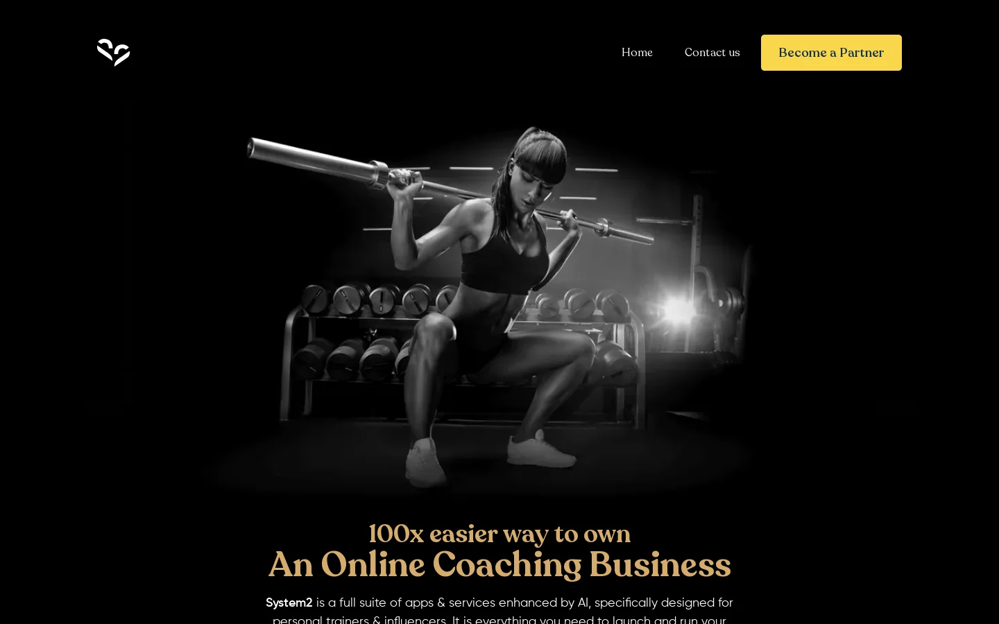 System2 - Supercharge your fitness empire 首页截图