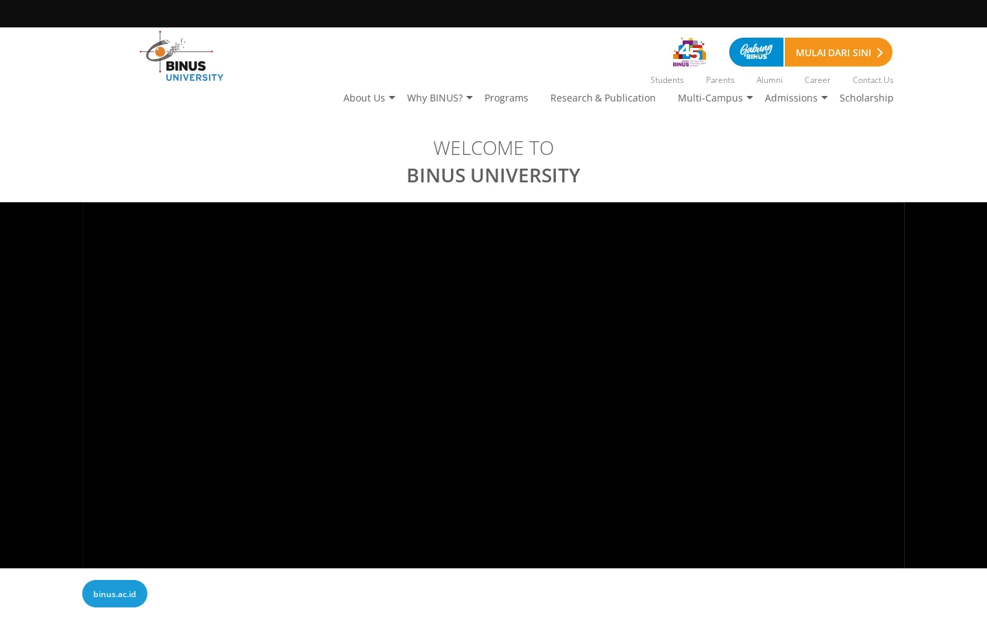 BINUS UNIVERSITY 首页截图