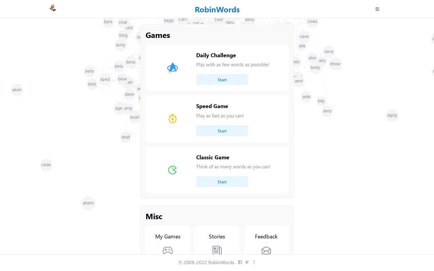 RobinWords 首页截图