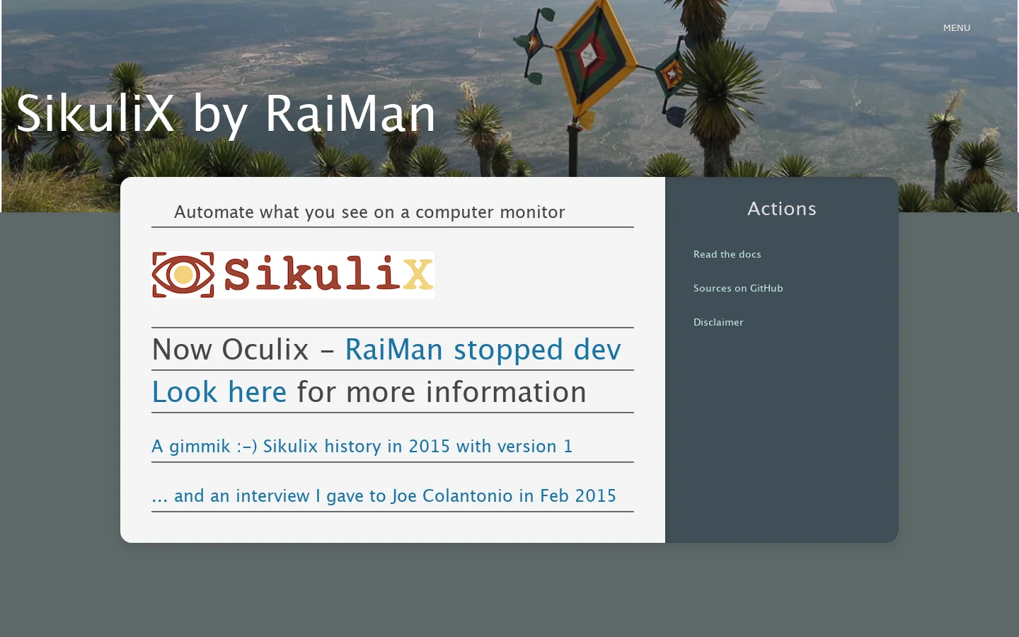 RaiMan's SikuliX 首页截图