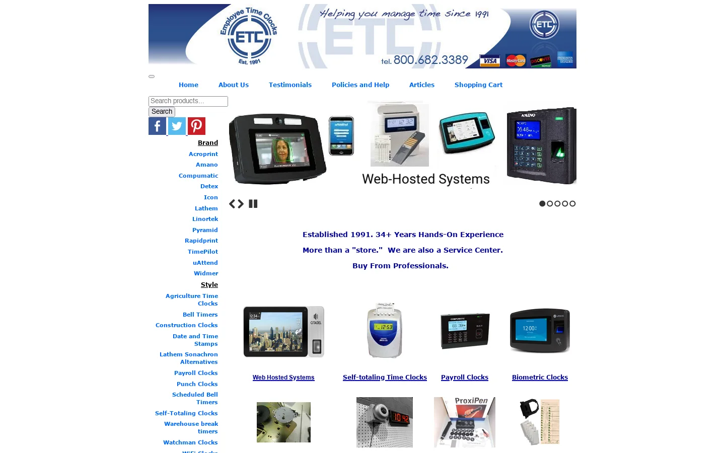 Employee Time Clocks Software, Timesheets, Icon Biometric, Lathem, Acroprint, Amano Time clock systems 首页截图