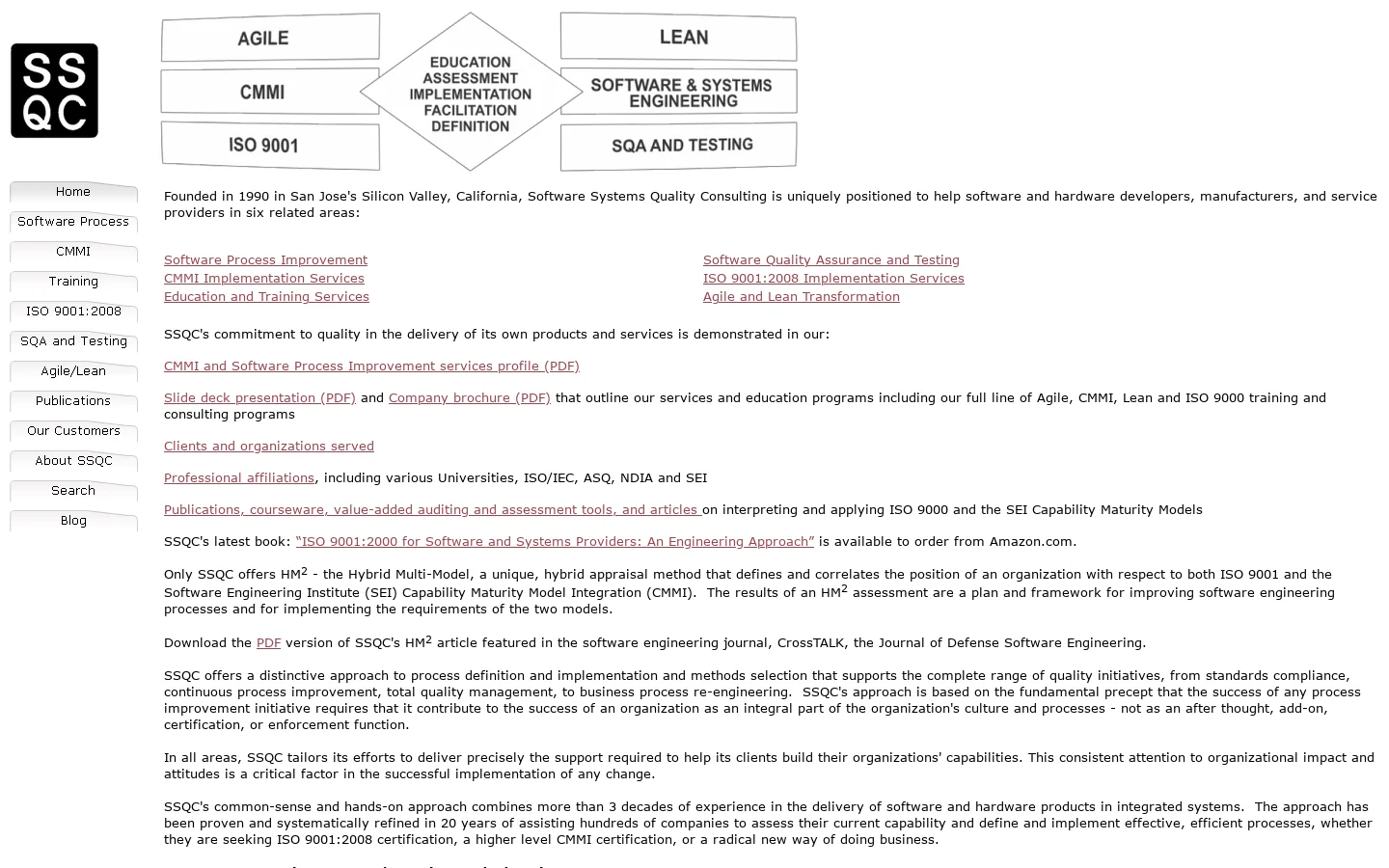 Software Systems Quality Consulting's (SSQC) Home Page 首页截图