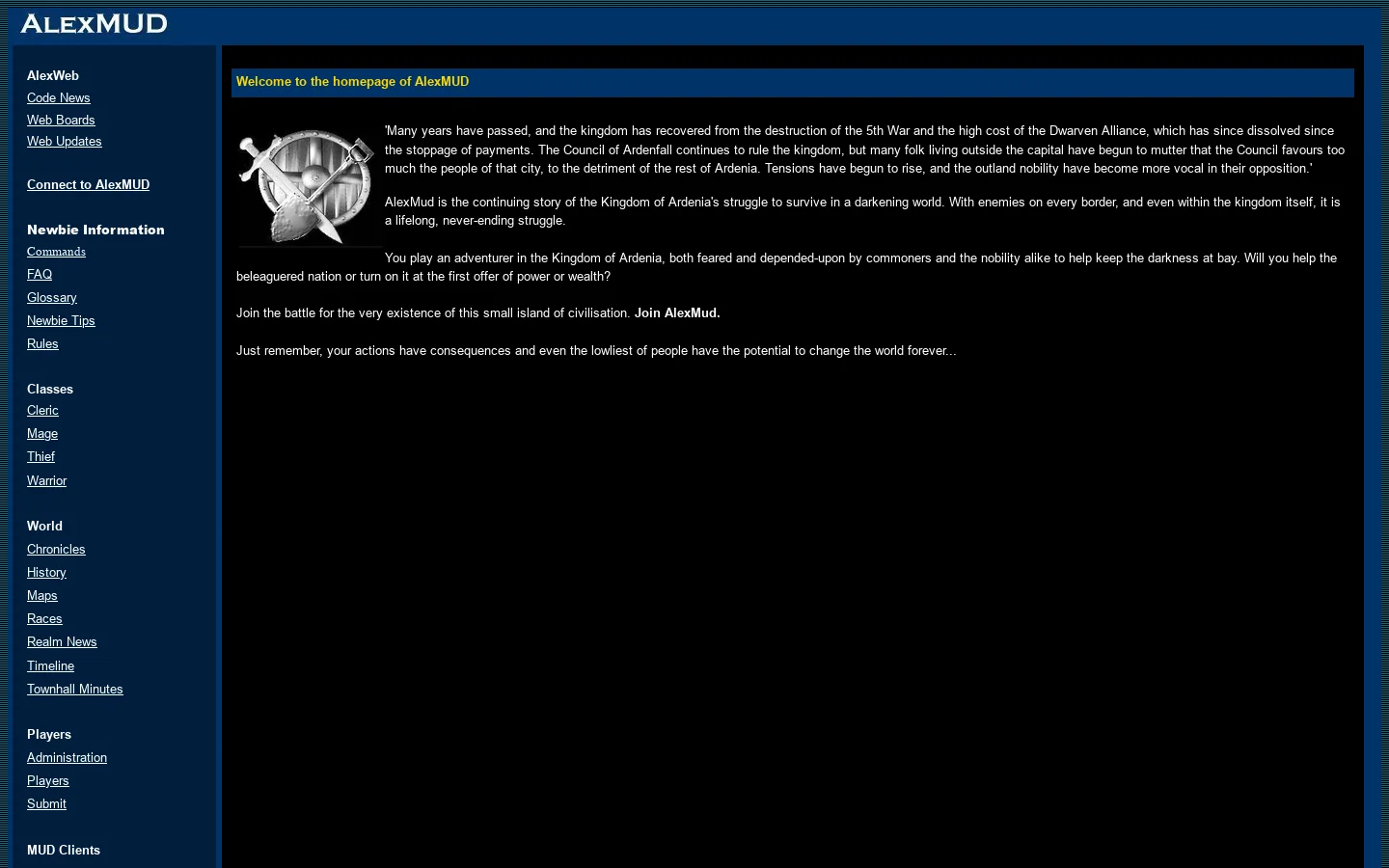 AlexMUD [Welcome to the homepage of AlexMUD] 首页截图