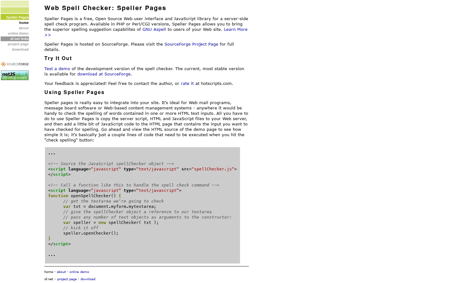 Speller Pages 首页截图