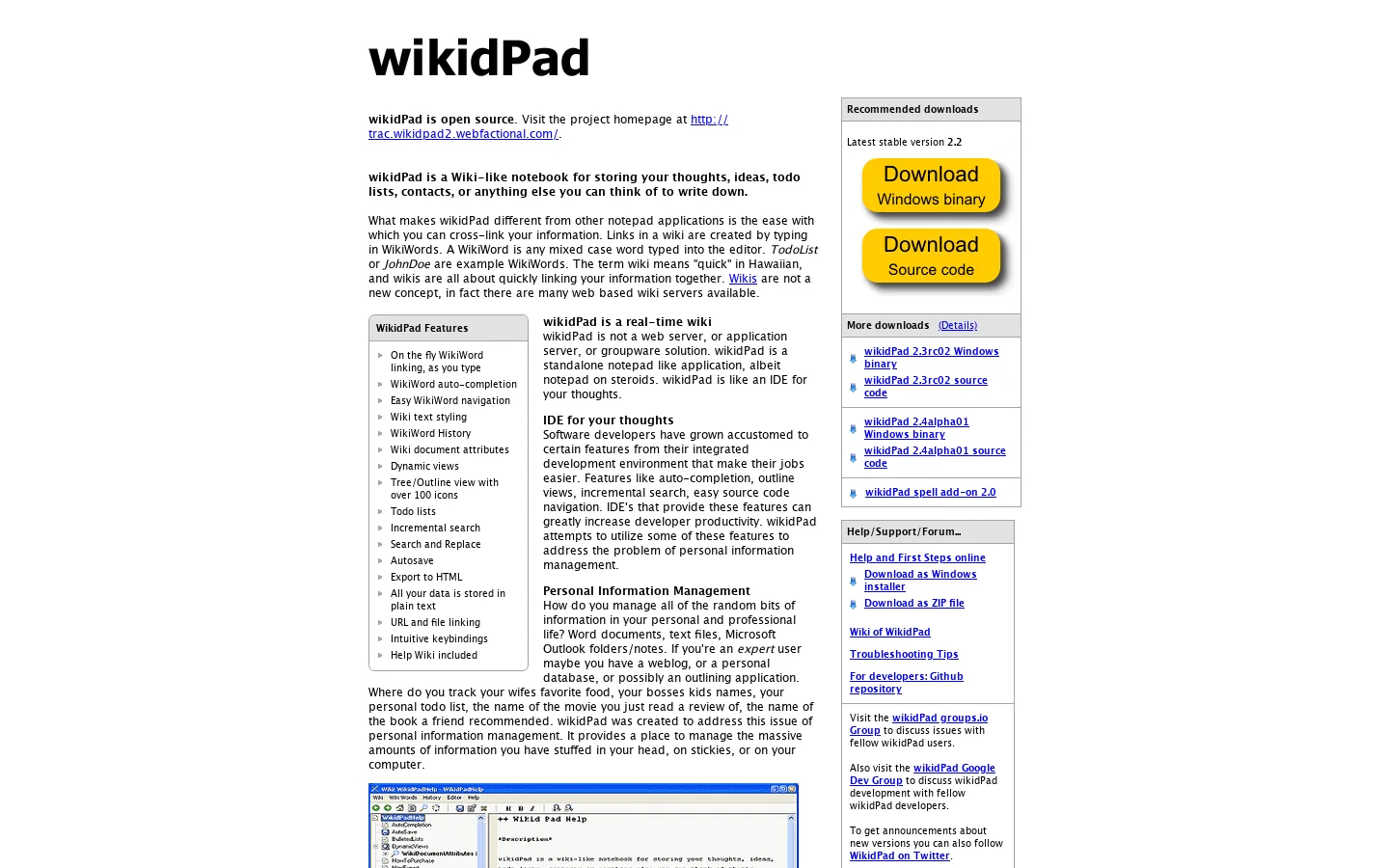 WikidPad 首页截图