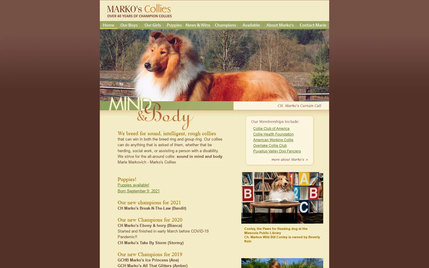 Marko's Collies 首页截图