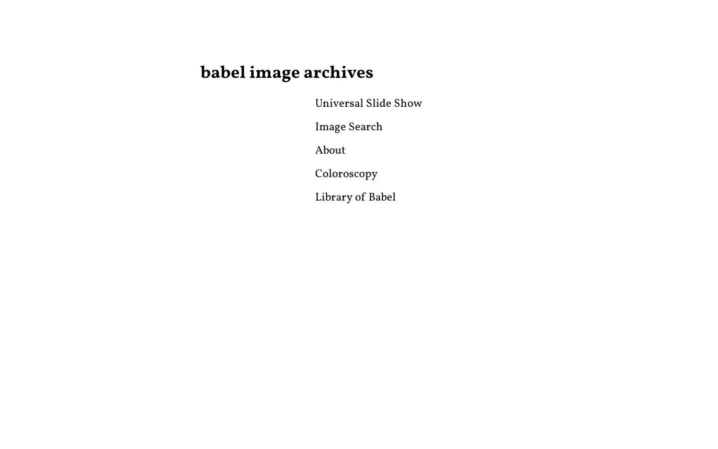 Babel Image Archives 首页截图