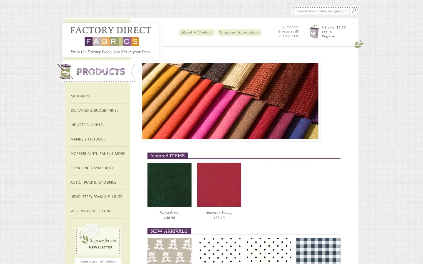 Factory Direct Fabrics 首页截图