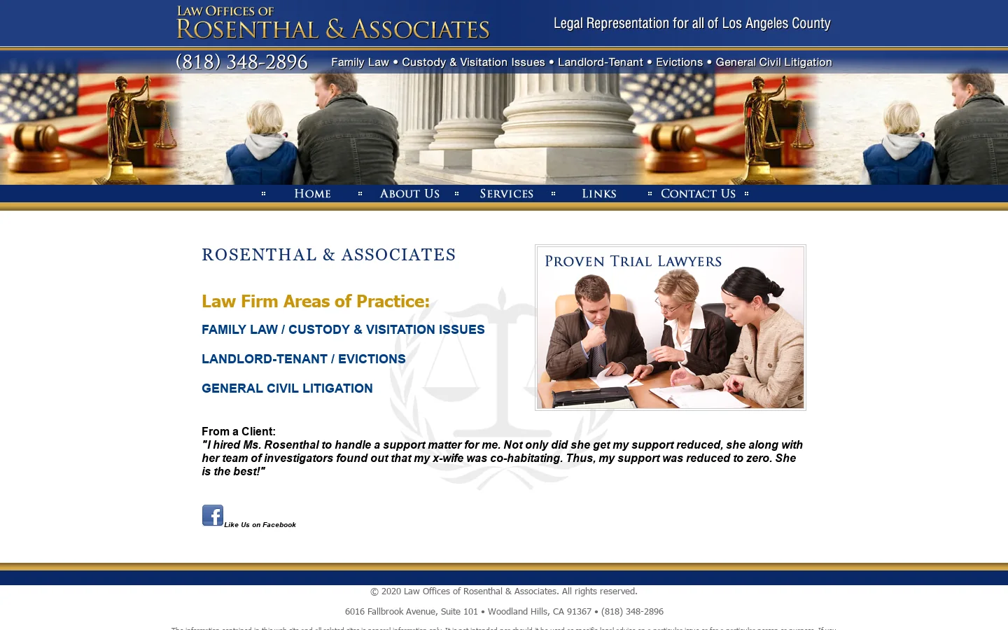 Woodland Hills California Family Law Attorney | Rosenthal & Associates 首页截图