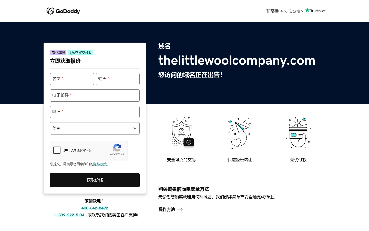 thelittlewoolcompany.com 正在出售 首页截图