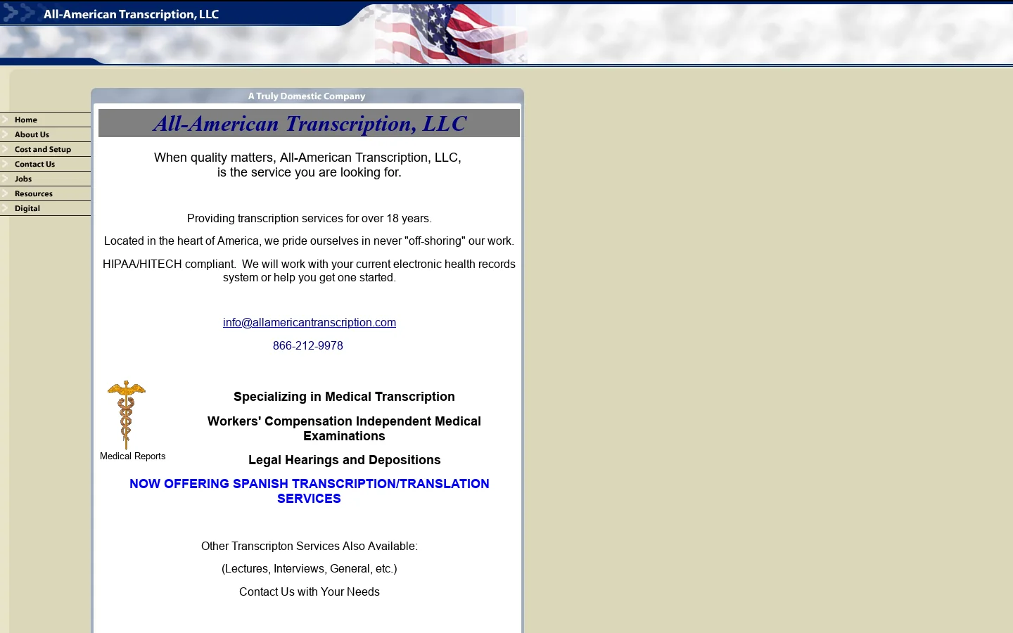 All American Transcription, medical, transcription, service, legal, general, quality 首页截图